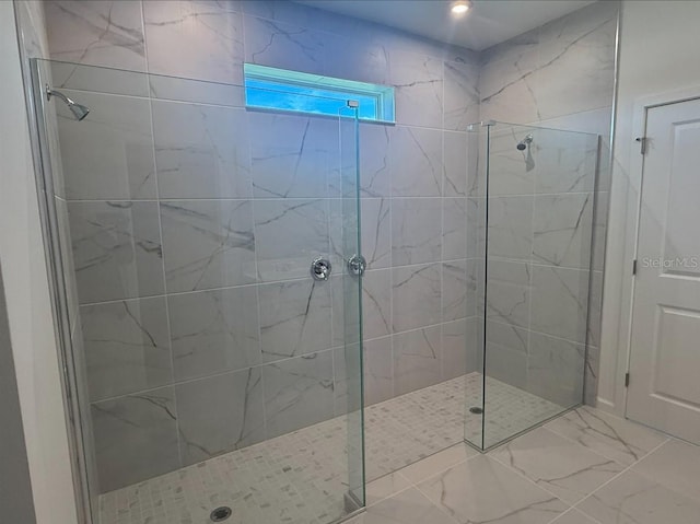 2681 Ginseng Ivy St, Apopka, FL 32703 - bathroom featuring a walk in shower, marble finish flooring, and recessed lighting