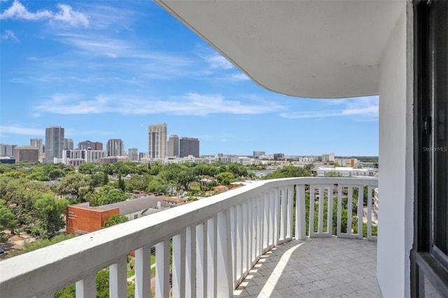 balcony featuring a view of skyline