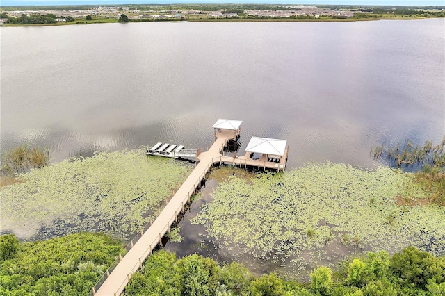 aerial view of a nearby body of water