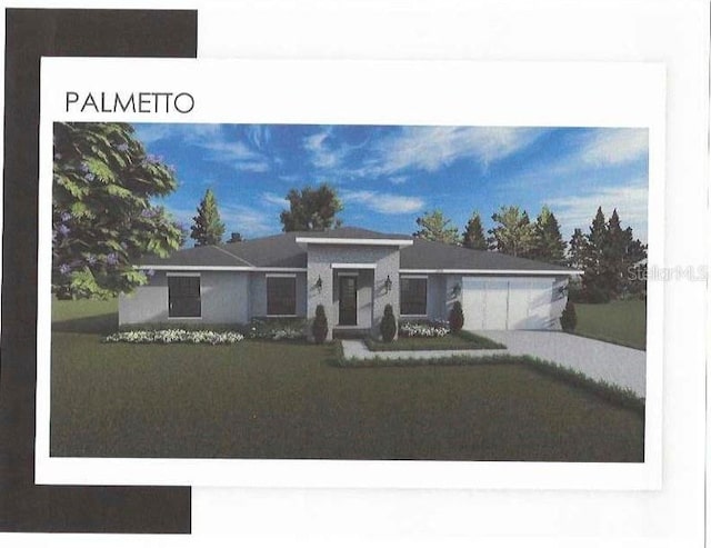 0 Overton St, Orlando, FL 32833 - ranch-style home with driveway, a front lawn, and an attached garage
