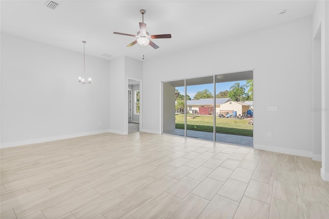 0 Overton St, Orlando, FL 32833 - unfurnished room with ceiling fan, a chandelier, and baseboards