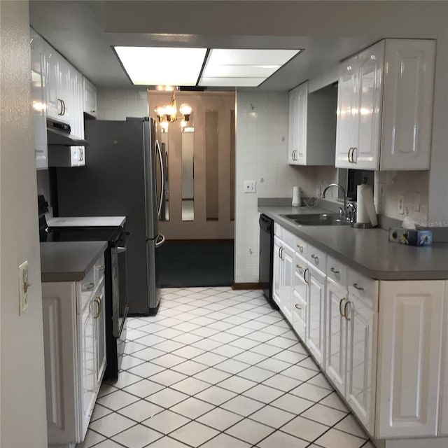3152 Clewiston St, Deltona, FL 32738 - kitchen featuring a sink, range with electric cooktop, dishwasher, ventilation hood, and white cabinets