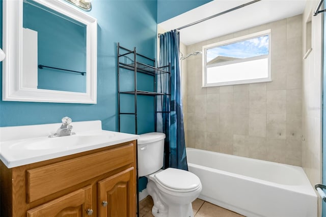 715 Wedge Ln, Poinciana, FL 34759 - full bath with toilet, shower / bath combo with shower curtain, vanity, and tile patterned flooring