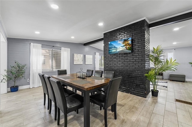 913 Moss Ln, Winter Park, FL 32789 - dining area with light wood-type flooring and crown molding