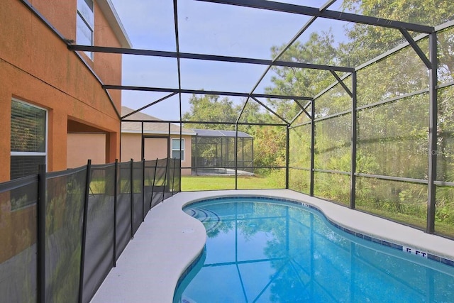 swimming pool with a lanai
