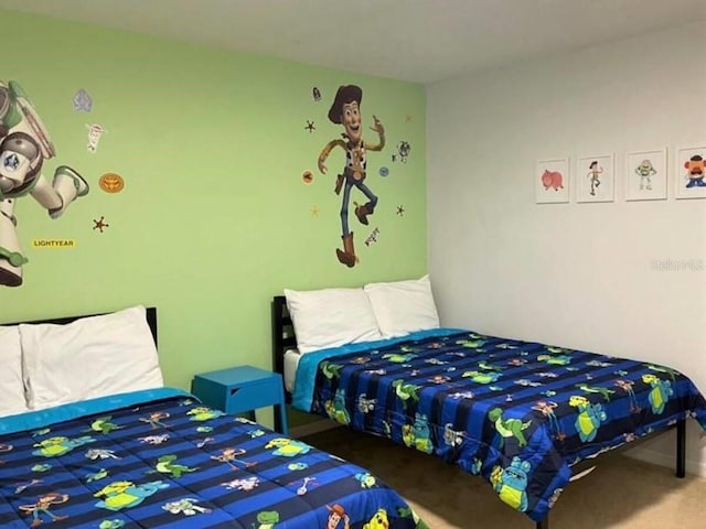 bedroom with carpet