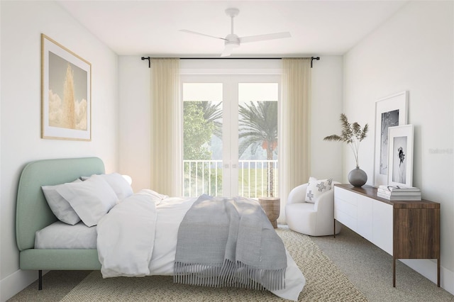12536 Westhaven Oak Dr Unit 111, Winter Garden, FL 34787 - carpeted bedroom with access to outside and ceiling fan