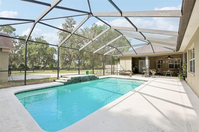 6686 SE 135th St, Summerfield, FL 34491 - outdoor pool featuring a patio and ceiling fan
