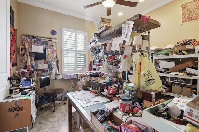 6686 SE 135th St, Summerfield, FL 34491 - home office with ceiling fan and recessed lighting