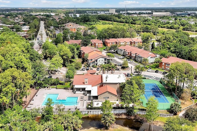 bird's eye view of a pool area
