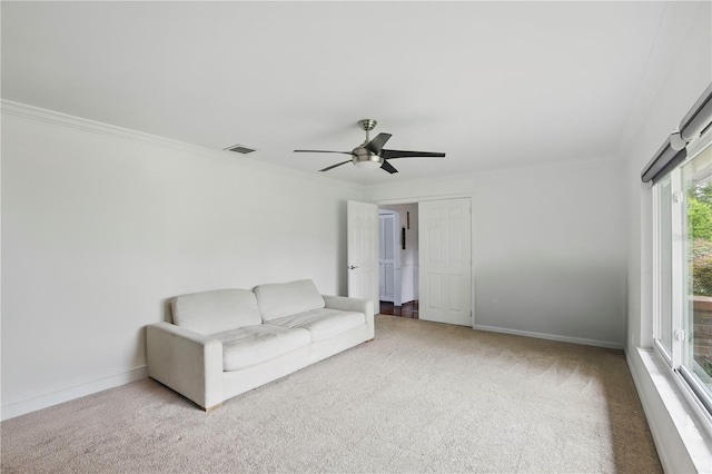 628 Riverpark Cir, Longwood, FL 32779 - unfurnished room featuring ceiling fan, ornamental molding, carpet flooring, and baseboards