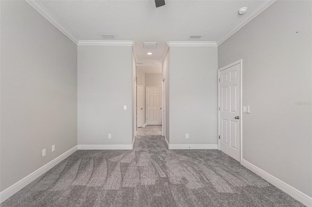 1602 W Caroline Path, Lecanto, FL 34461 - empty room featuring ornamental molding, carpet floors, baseboards, and a textured ceiling