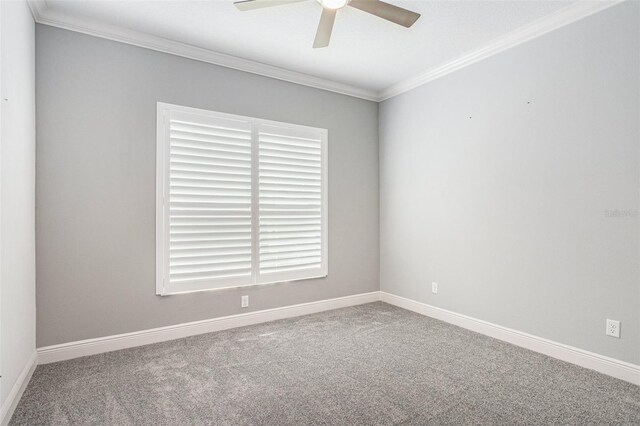 1602 W Caroline Path, Lecanto, FL 34461 - carpeted empty room with a ceiling fan, crown molding, and baseboards