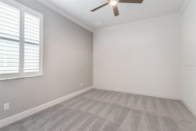 1602 W Caroline Path, Lecanto, FL 34461 - unfurnished room with carpet, a ceiling fan, ornamental molding, plenty of natural light, and baseboards