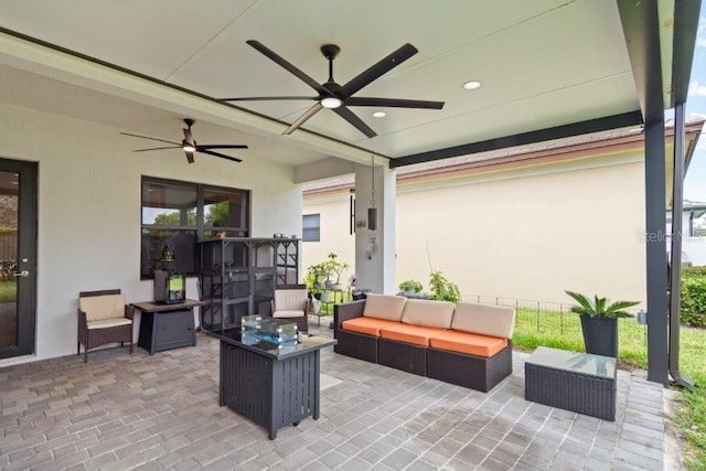 4445 SW 173rd Ave, Miramar, FL 33029 - view of patio with outdoor lounge area and ceiling fan