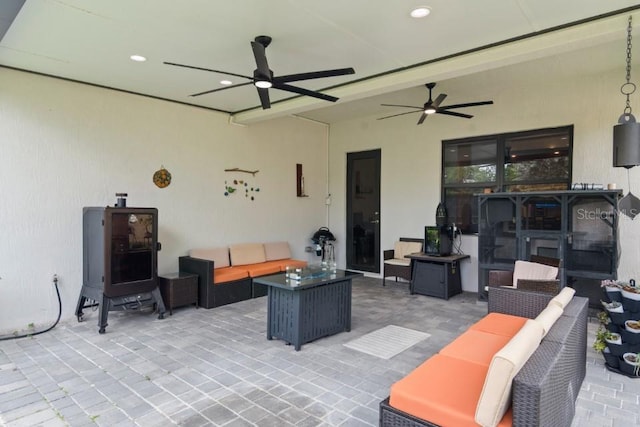 4445 SW 173rd Ave, Miramar, FL 33029 - living area featuring ceiling fan and recessed lighting
