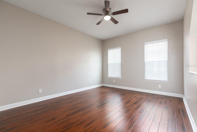 625 Pavia Loop, Lake Mary, FL 32746 - unfurnished room featuring ceiling fan, dark wood-style floors, baseboards, and healthy amount of natural light