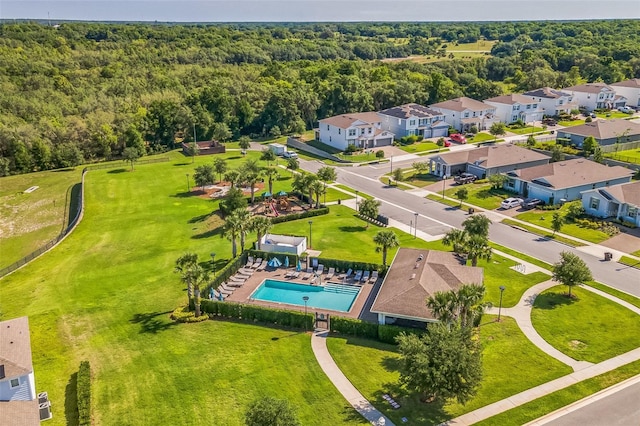 2539 Auburn Ridge Dr, Apopka, FL 32712 - aerial view of residential area with a heavily wooded area and a pool