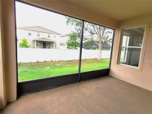 view of unfurnished sunroom
