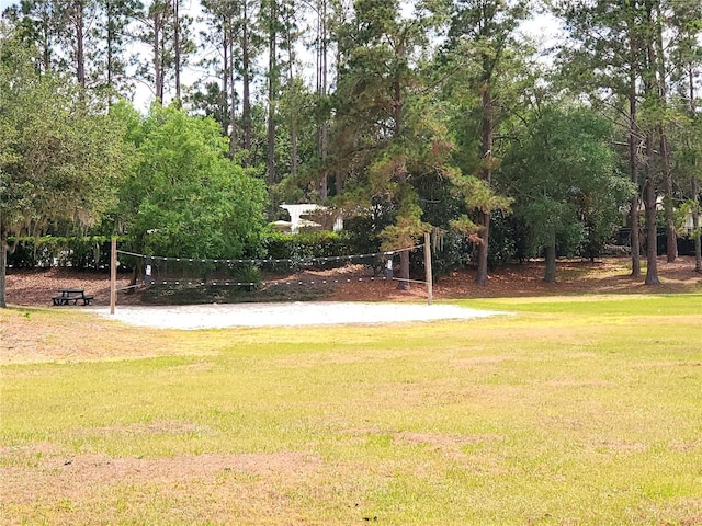 view of home's community with a yard and volleyball court