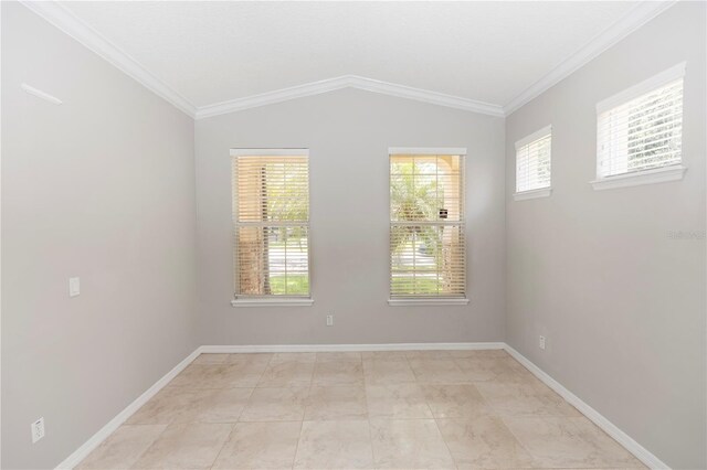 6728 Duncaster St, Windermere, FL 34786 - empty room with baseboards, lofted ceiling, and ornamental molding