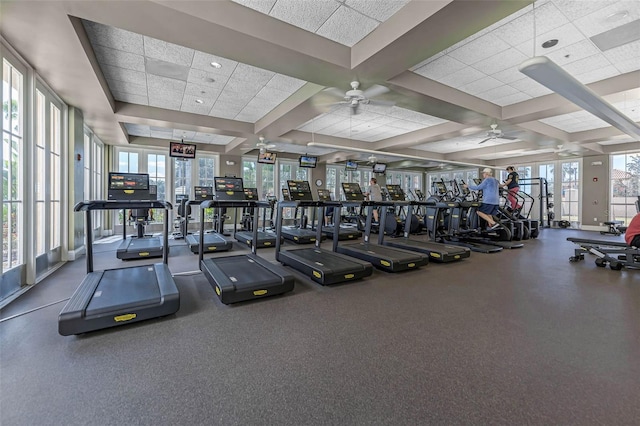 636 San Augusto Dr, Kissimmee, FL 34759 - workout area featuring a ceiling fan and a drop ceiling