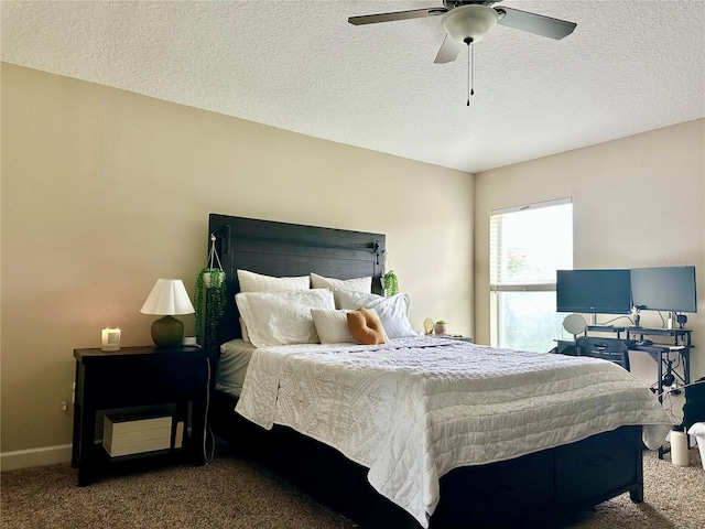 1474 Lakeside Ave, Davenport, FL 33837 - bedroom featuring carpet, a textured ceiling, ceiling fan, and baseboards
