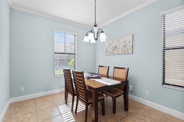 1978 Fishtail Fern Way, Ocoee, FL 34761 - dining room with a chandelier, crown molding, plenty of natural light, and baseboards