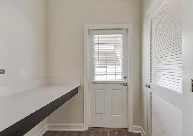 11807 Charades St, Orlando, FL 32832 - doorway to outside with dark wood finished floors and baseboards