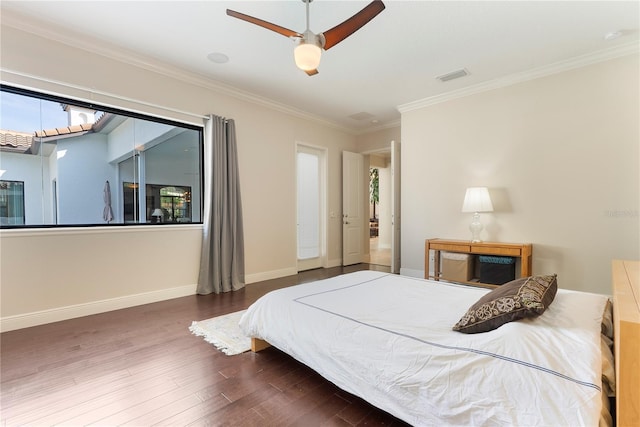 11706 Waterstone Loop Dr, Windermere, FL 34786 - bedroom featuring wood finished floors, crown molding, baseboards, and ceiling fan