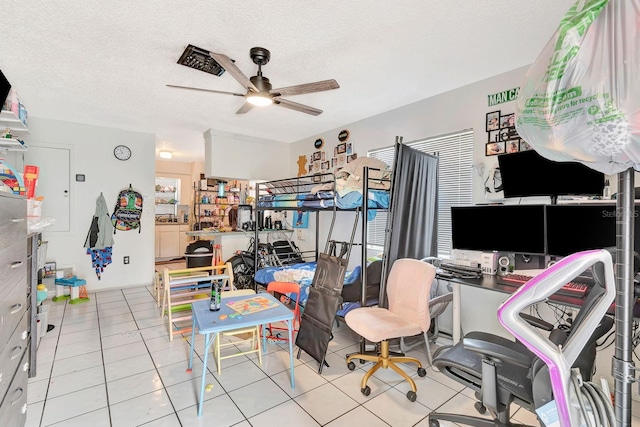 6524/6526 12th St W, Bradenton, FL 34207 - office with ceiling fan, light tile patterned floors, and a textured ceiling
