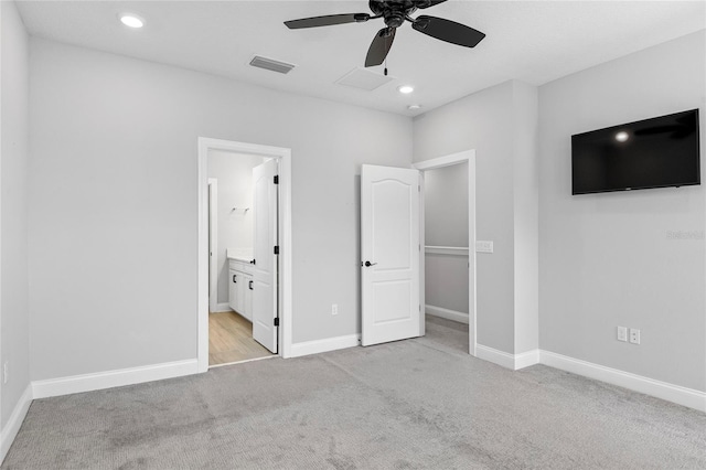 117 E Concord St Unit 7, Orlando, FL 32801 - unfurnished bedroom with carpet, recessed lighting, baseboards, ensuite bath, and a ceiling fan