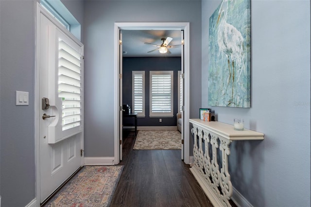 1212 Civitas Way, Winter Garden, FL 34787 - entryway with ceiling fan, dark wood finished floors, and baseboards