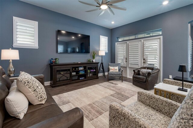 1212 Civitas Way, Winter Garden, FL 34787 - living area featuring ceiling fan, wood finished floors, baseboards, and recessed lighting