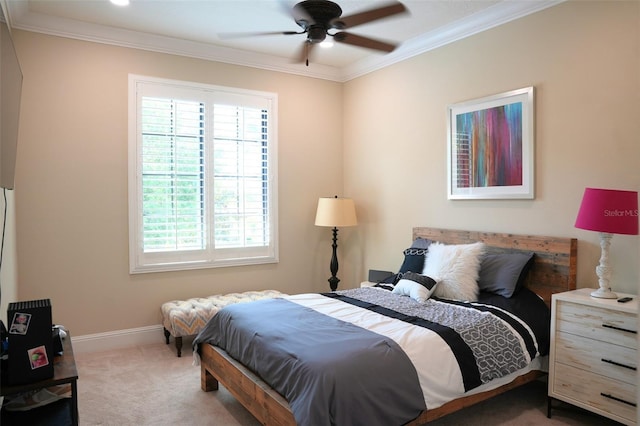 11013 Ullswater Ln, Windermere, FL 34786 - bedroom with multiple windows, carpet, ornamental molding, baseboards, and a ceiling fan