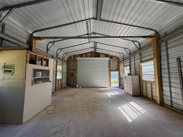 garage with metal wall