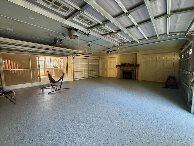 garage with a garage door opener