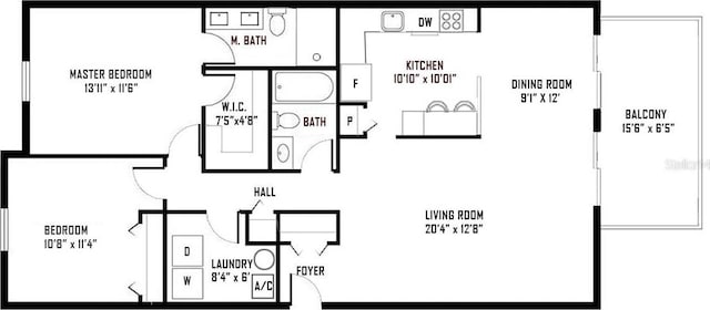 5395 Dover Village Ln Unit 305, Orlando, FL 32812 - home floor plan