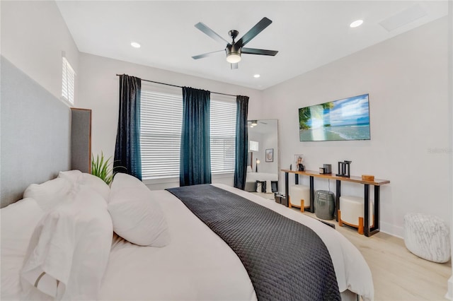 2110 Hillcrest St, Orlando, FL 32803 - bedroom with ceiling fan, wood finished floors, baseboards, and recessed lighting