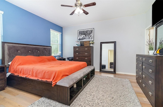 1089 Seburn Rd, Apopka, FL 32703 - bedroom featuring light wood finished floors, a ceiling fan, and baseboards