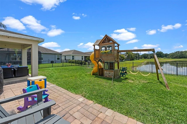 646 Marsh Reed Dr, Winter Garden, FL 34787 - view of jungle gym featuring a water view and a patio