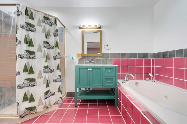 106 8th St, Lake Hamilton, FL 33851 - bathroom featuring a stall shower, tile patterned flooring, a whirlpool tub, and vanity