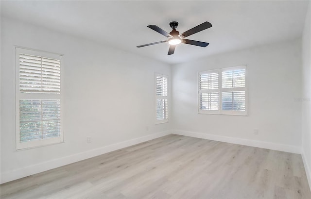 3100 Las Palmas Dr, Titusville, FL 32780 - spare room featuring a ceiling fan, light wood-type flooring, and baseboards