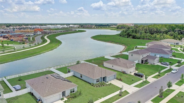 aerial view of a nearby body of water