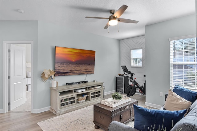 1123 Dora Parc Ln, Mount Dora, FL 32757 - living area featuring ceiling fan, wood finished floors, and baseboards