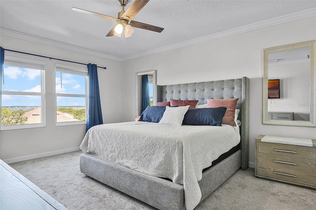1123 Dora Parc Ln, Mount Dora, FL 32757 - bedroom featuring light carpet, crown molding, baseboards, and ceiling fan