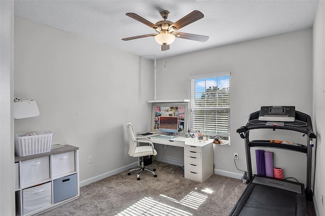 1123 Dora Parc Ln, Mount Dora, FL 32757 - carpeted office featuring a ceiling fan, baseboards, and a textured ceiling