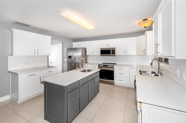 3063 Mandolin Dr, Kissimmee, FL 34744 - kitchen featuring a sink, appliances with stainless steel finishes, gray cabinets, and white cabinetry