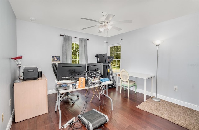 3063 Mandolin Dr, Kissimmee, FL 34744 - office space with a ceiling fan, baseboards, and wood finished floors