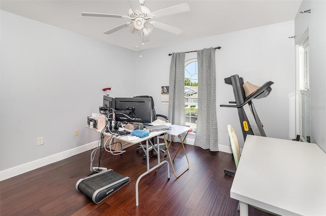3063 Mandolin Dr, Kissimmee, FL 34744 - office with ceiling fan, baseboards, and wood finished floors